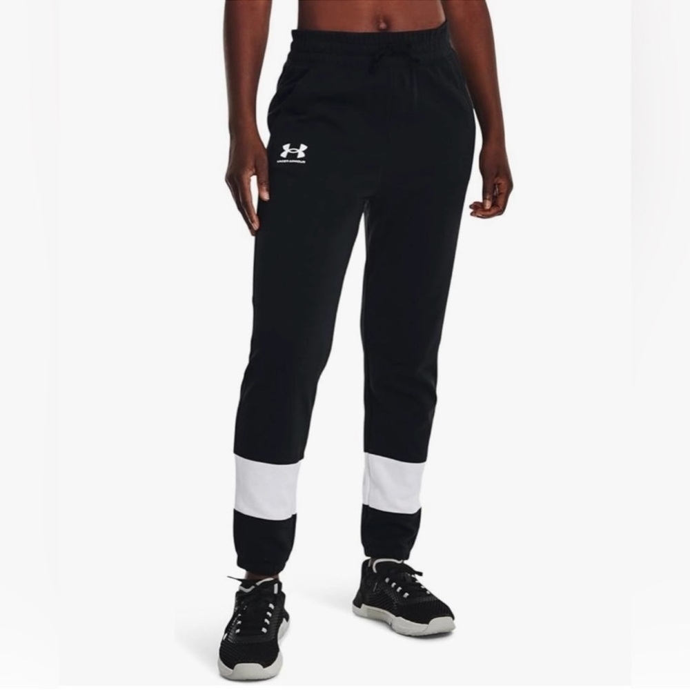 Under Armour Women’s Rival Colorblock Jogger Sweatpants Black/White NWT Small US - Picture 5 of 11